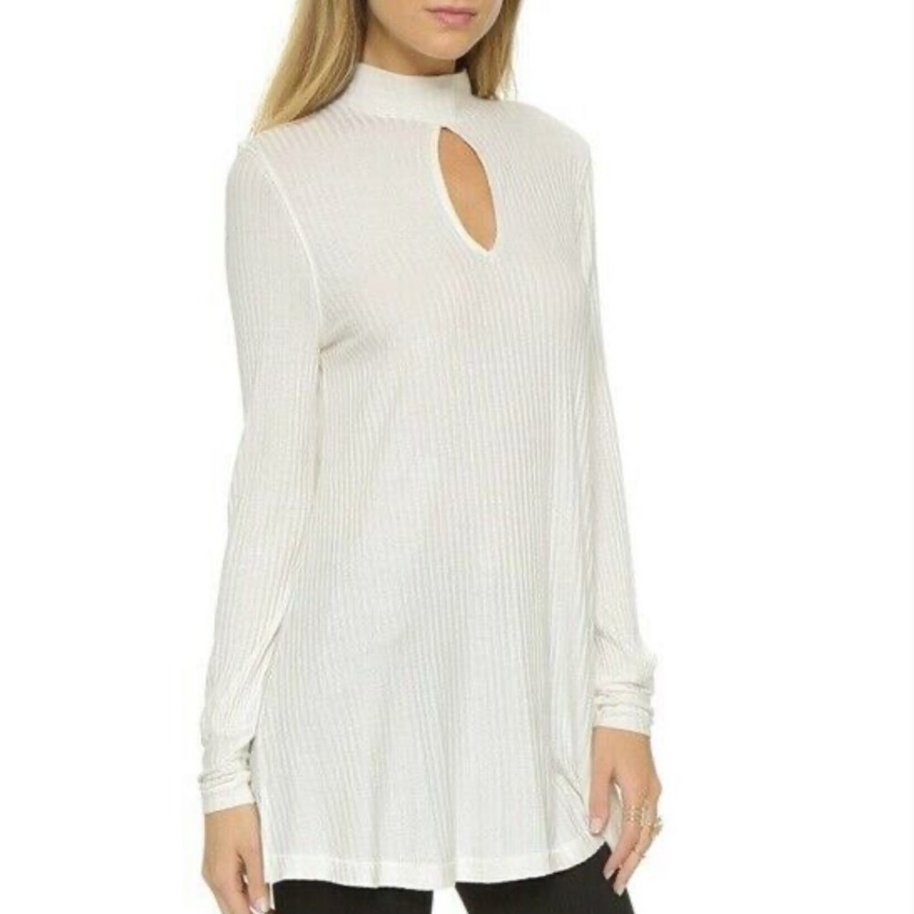 Free People We the Free Ribbed Copa Banana Tunic Keyhole Cutout Minimalist XS